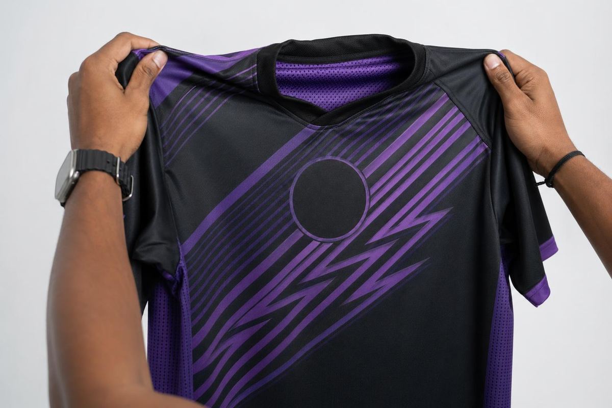 Custom football jersey mockup with blank logo placeholder